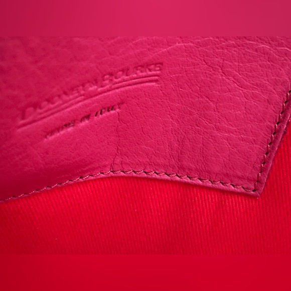 Dooney & Bourke Magenta Crocodile Embossed Leather Tassel Shoulder Bag Satchel - Picture 7 of 9